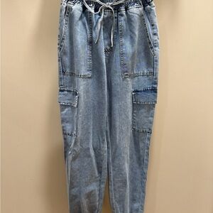 SHEIN Blue Denim Joggers Size Small Tall